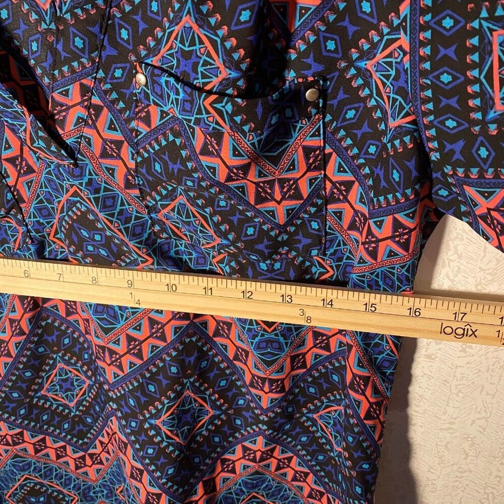 Women's Wishful Park Vibrant Pretty Blue & Pink Dressy Blouse Size‎ Medium - Picture 6 of 8